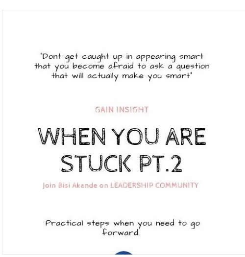 When You Are Stuck PART 2 – Bisi Akande